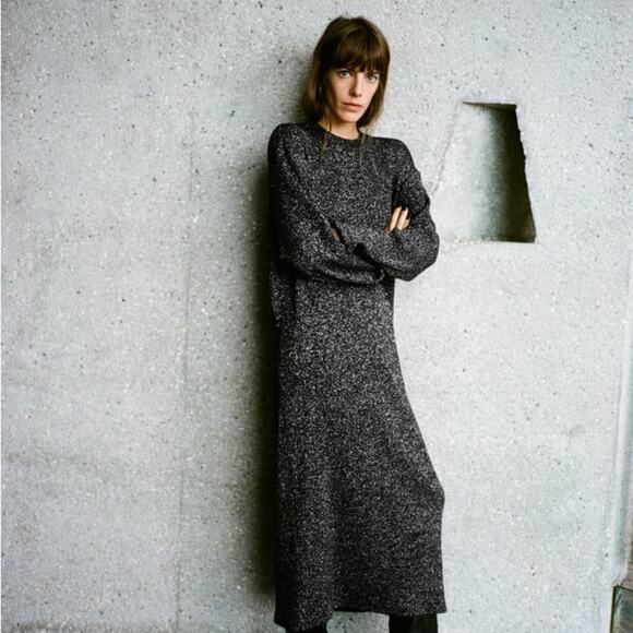 Zara Dresses & Skirts - ZARA SHINY METALLIC THREAD DRESS